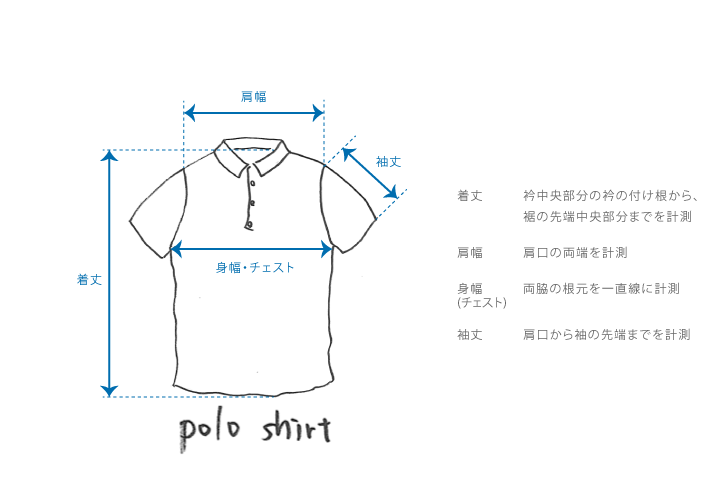 ポロシャツのサイズガイド