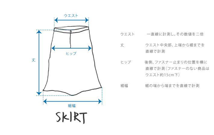 スカートのサイズガイド